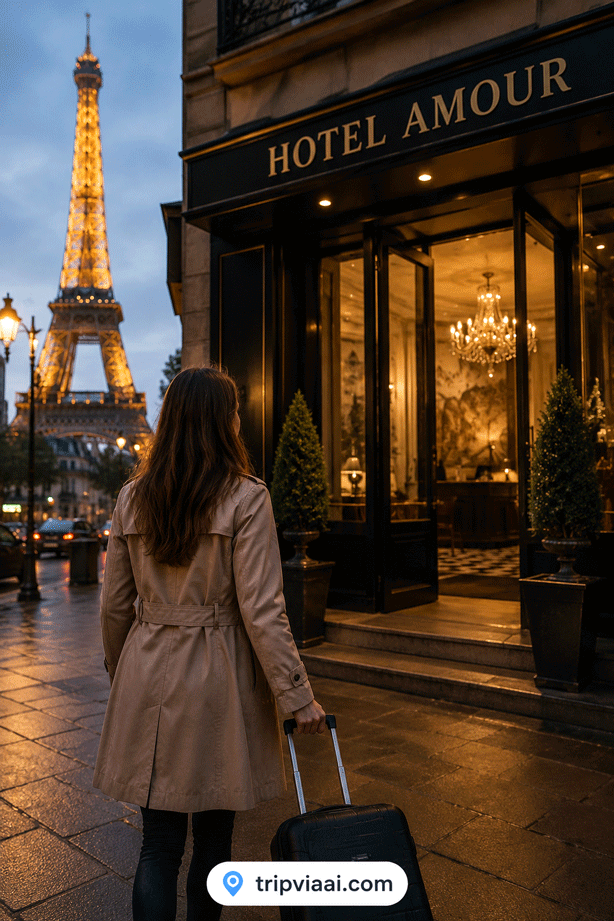Arrival at Hotel Amour, Paris