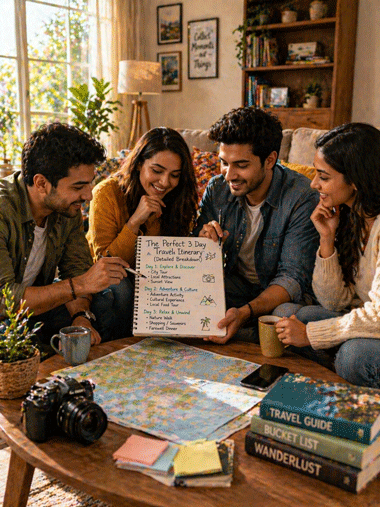 Friends Planning a 3-Day Travel Itinerary