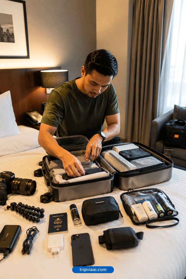 Packing for a hotel stay