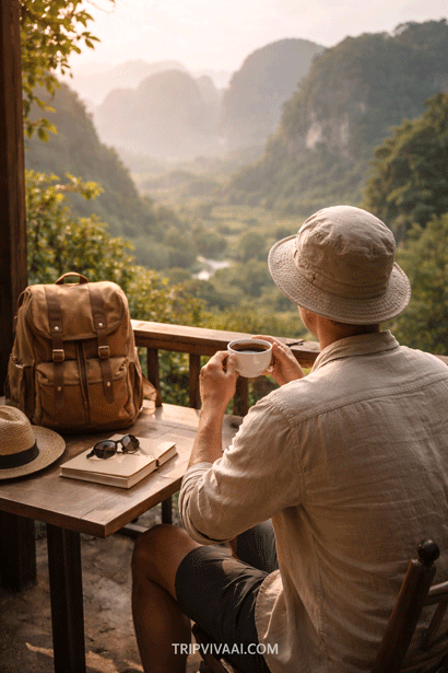 relaxed travel moment