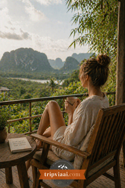 Serene balcony with tropical views
