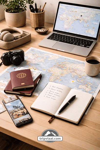 travel planning desk 