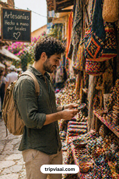 Traveler exploring local market