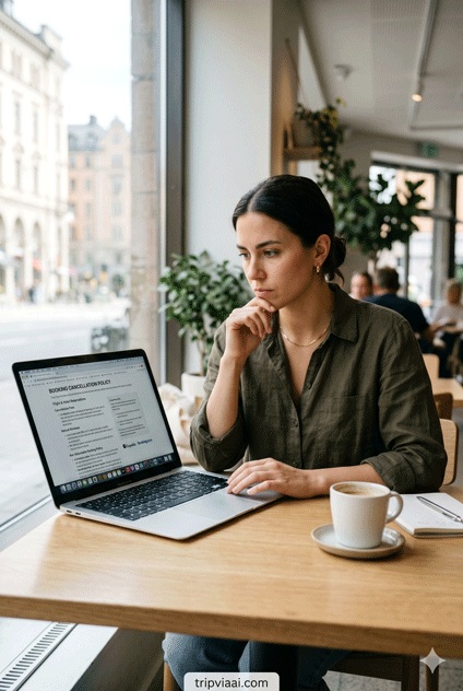 Booking Cancellation Policy on Laptop Screen