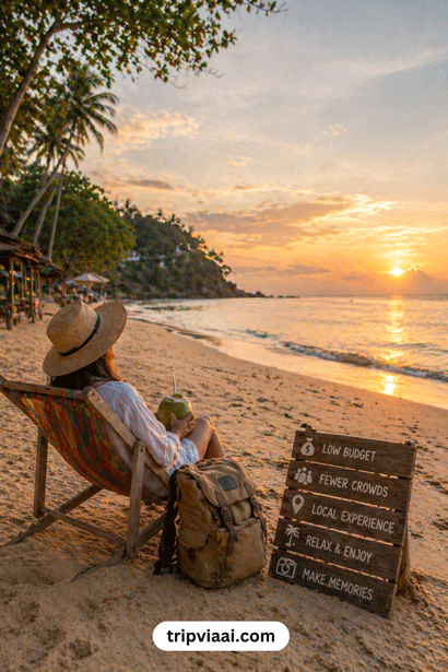 enjoying peaceful beach