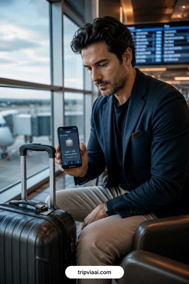 Checking travel details at the airport