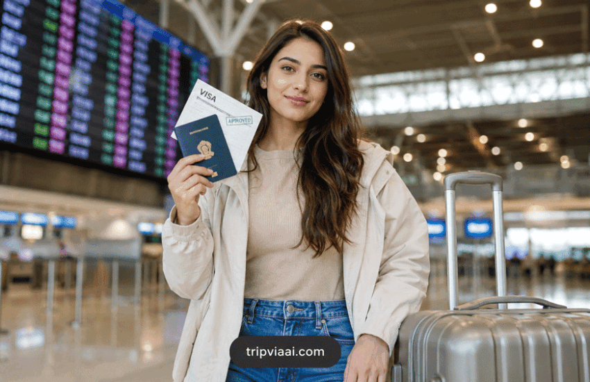 Visa Guide for First-Time International Travelers preparing passport and travel documents at the airport