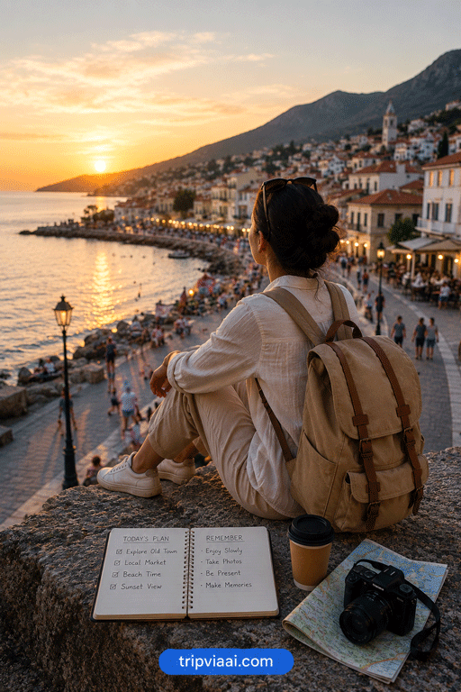 Golden hour in a coastal village