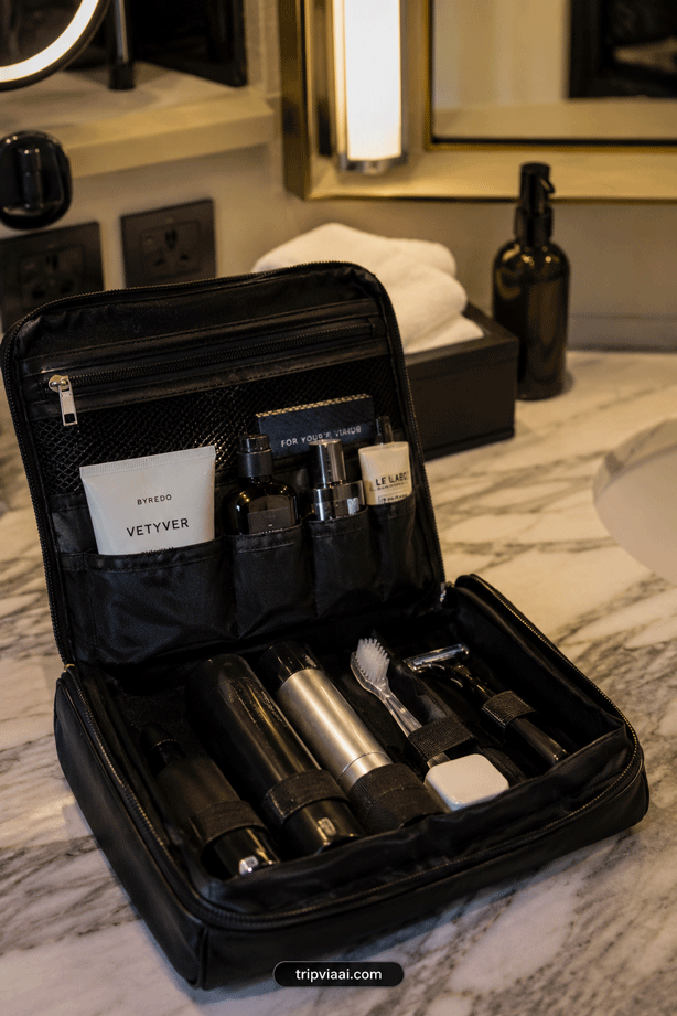 Luxury bathroom toiletry setup
