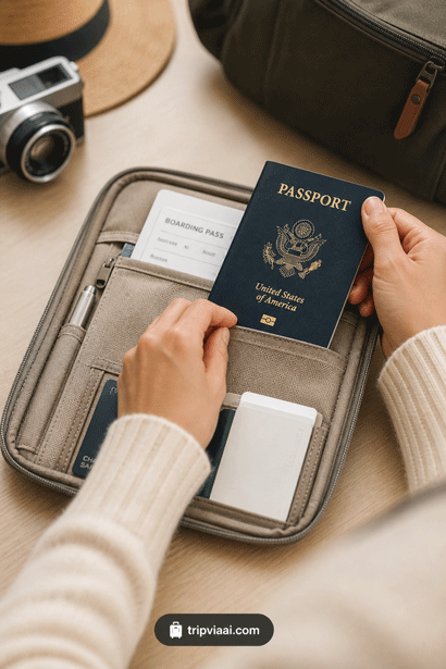 organizing travel essentials for a trip