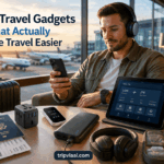 Smart Travel Gadgets That Actually Make Travel Easier featured image showing modern travel technology setup