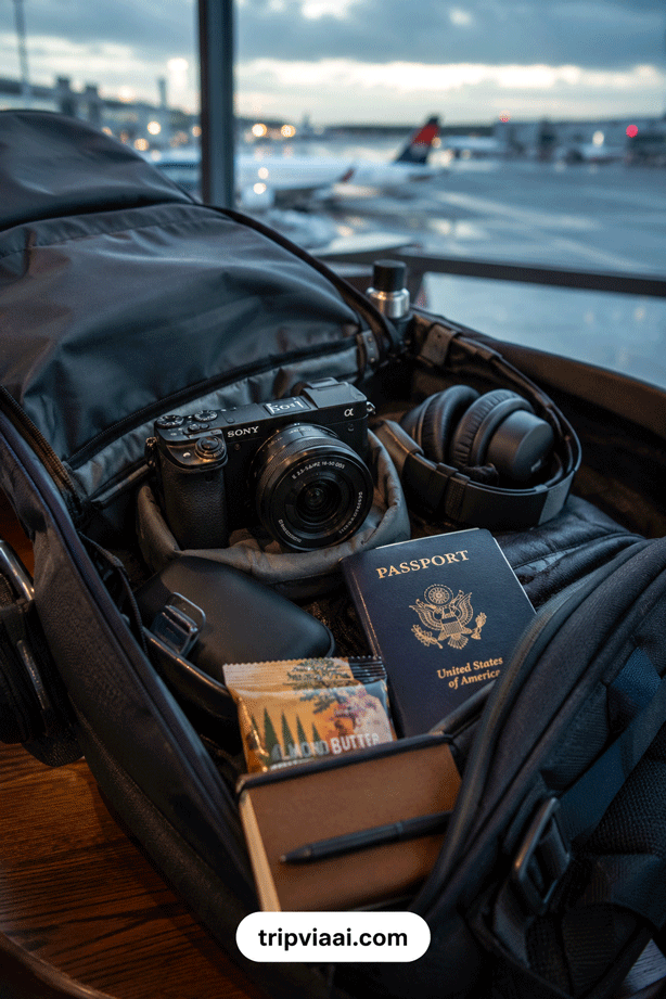 Travel essentials at the airport