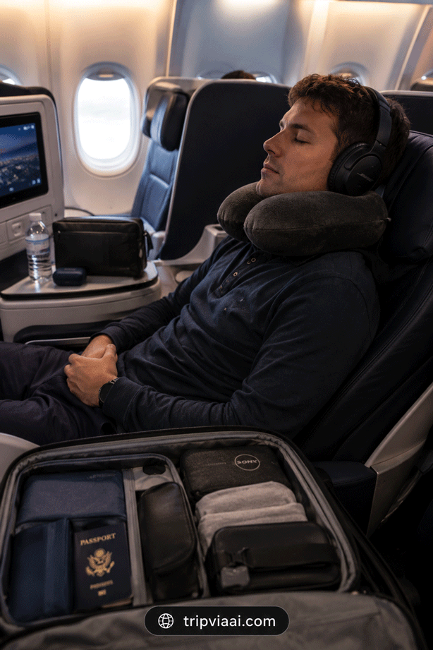 Comfortable International Flight Setup