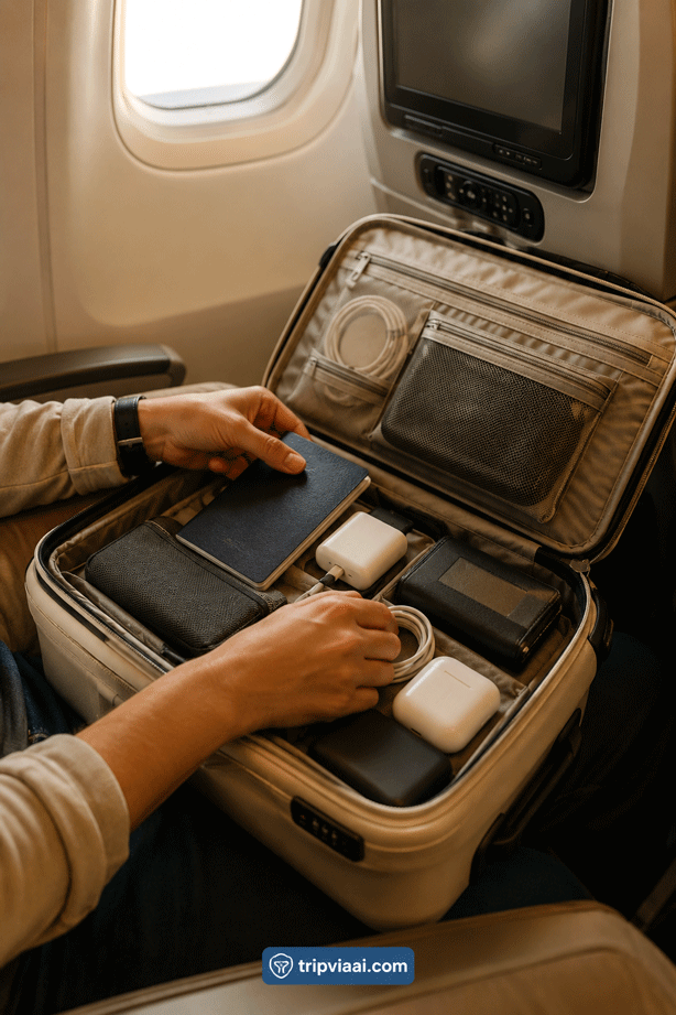 Organizing Travel Essentials During a Long Flight