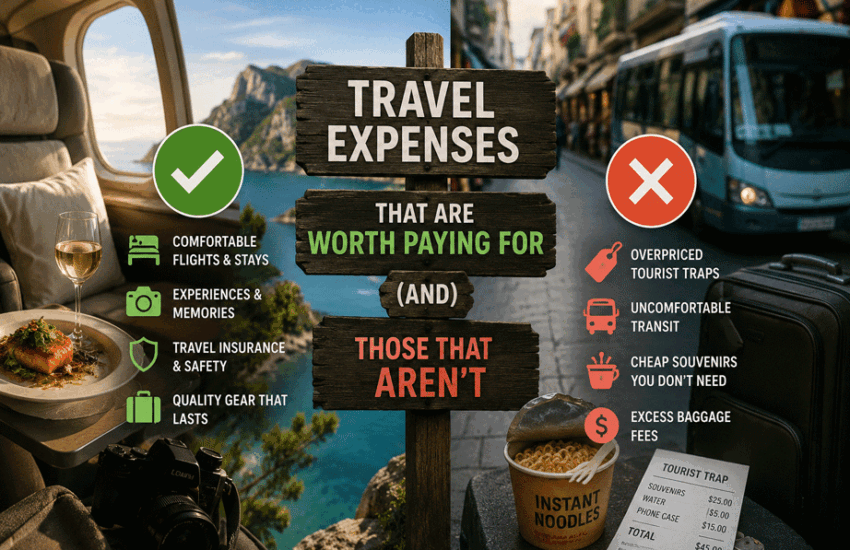 Travel expenses worth paying for compared with unnecessary travel costs to avoid during any trip.