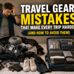 Travel gear mistakes causing overpacked luggage and disorganized travel packing setup before a trip