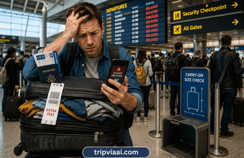 Airport mistakes that cause delays, stress, and extra costs at a busy international airport