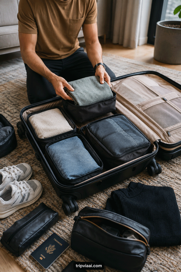 Traveller Organising Clothes with Premium Packing Cubes