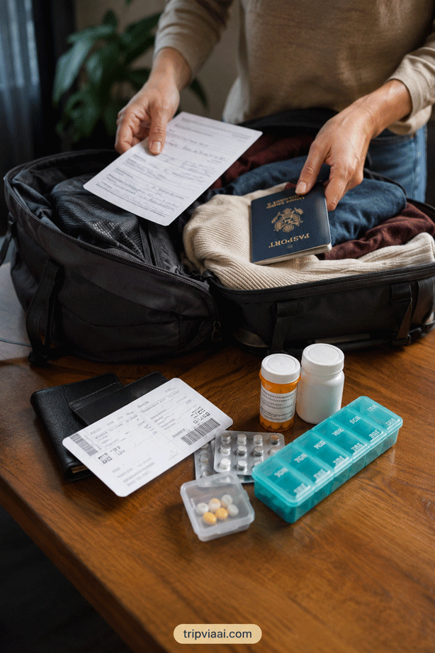 Traveller Organising Medical Documents for Airport Security