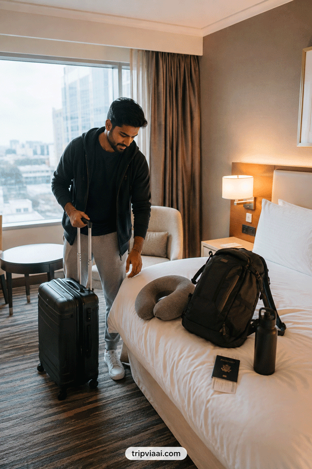 Traveller Taking a Relaxed First Day After a Long-Haul Flight