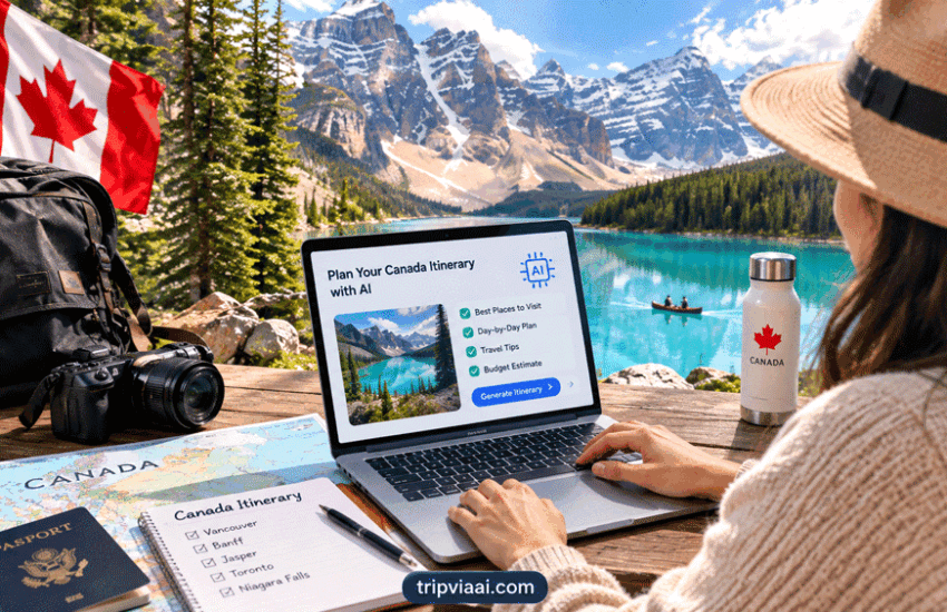 How to plan a Canada itinerary with AI while exploring Canadian mountains, lakes, and major destinations