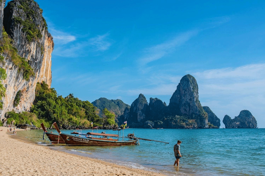 Krabi Beach with Limestone Islands