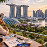 Singapore tour planning with a traveller overlooking Marina Bay Sands and Gardens by the Bay