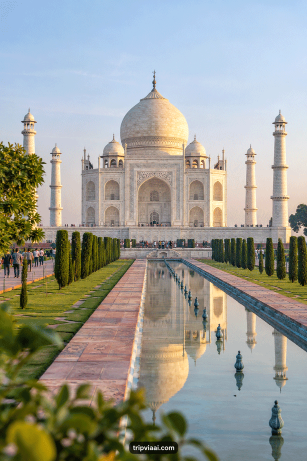 Taj Mahal in Agra, India – Mughal Garden View